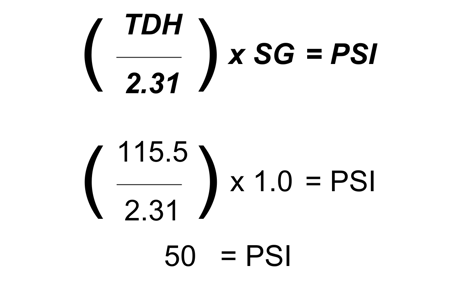 converting tdh to psi